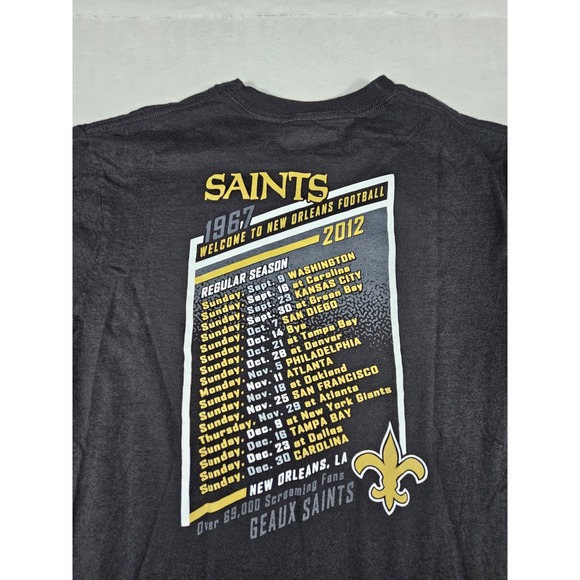 NFL Team Apparel New Orleans Saints 2012 Schedule T-Shirt Mens Large Black K917 - Picture 7 of 9